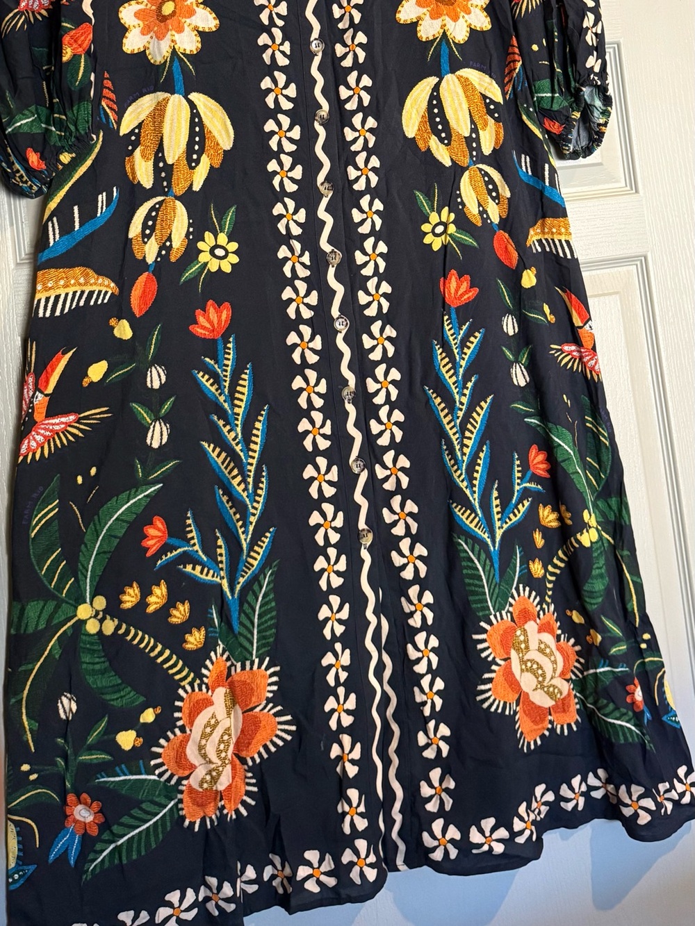 Farm Rio X Anthropologie Floral Long-Sleeve Button-Front Midi Shirt Dress - Picture 13 of 14